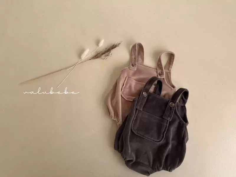 Valu Bebe - Korean Baby Fashion - #babyootd - Veloure Dungarees Bodysuit - 5