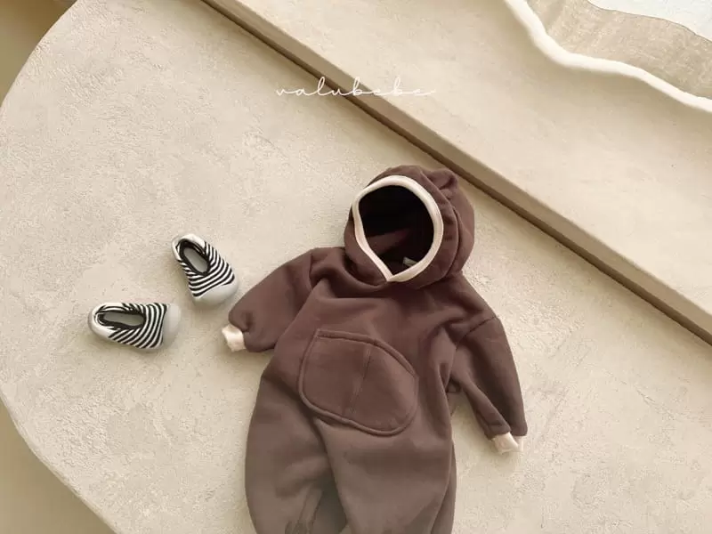Valu Bebe - Korean Baby Fashion - #babyoutfit - Bear Hoody Fleece Bodysuit - 10