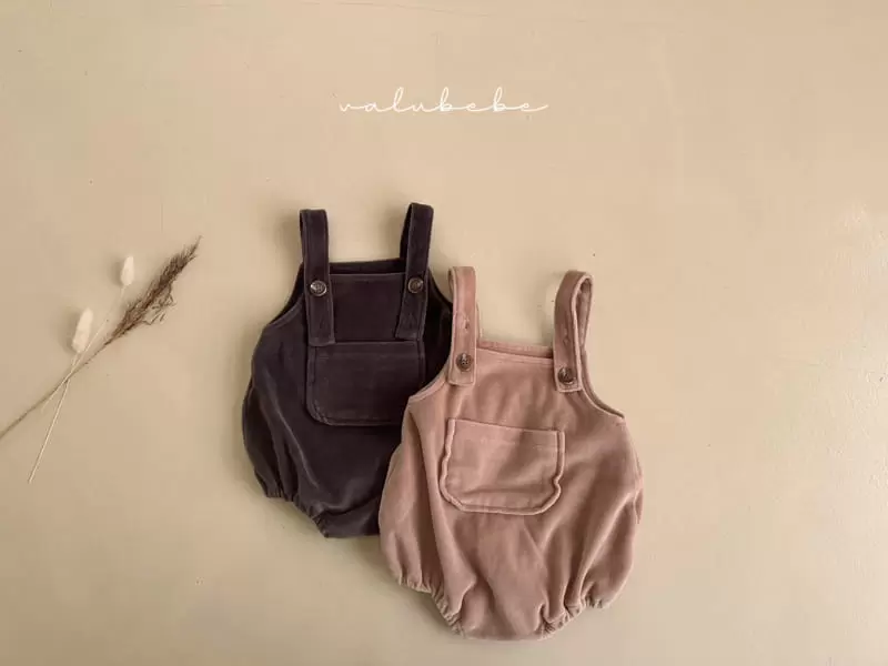 Valu Bebe - Korean Baby Fashion - #babyoutfit - Veloure Dungarees Bodysuit - 6