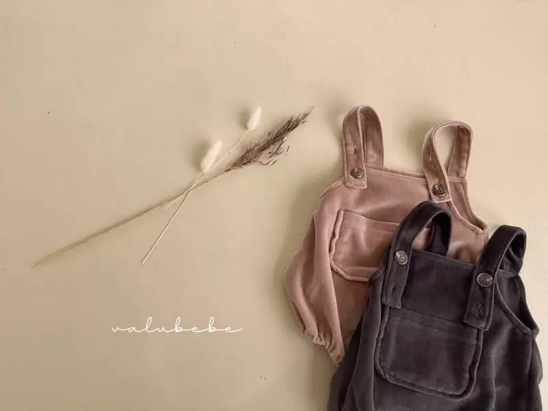 Valu Bebe - Korean Baby Fashion - #babyoutfit - Veloure Dungarees Bodysuit - 7