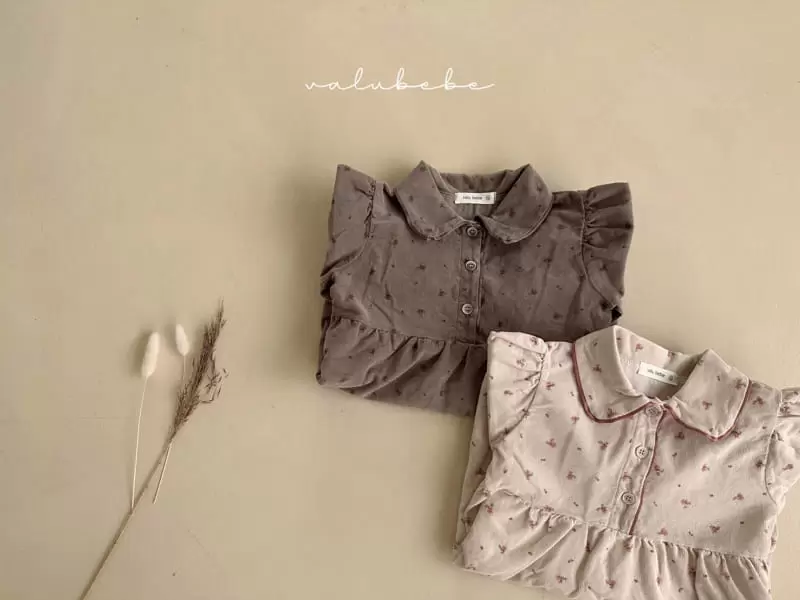 Valu Bebe - Korean Baby Fashion - #onlinebabyboutique - Rosie Corduroy Flower Bodysuit - 12
