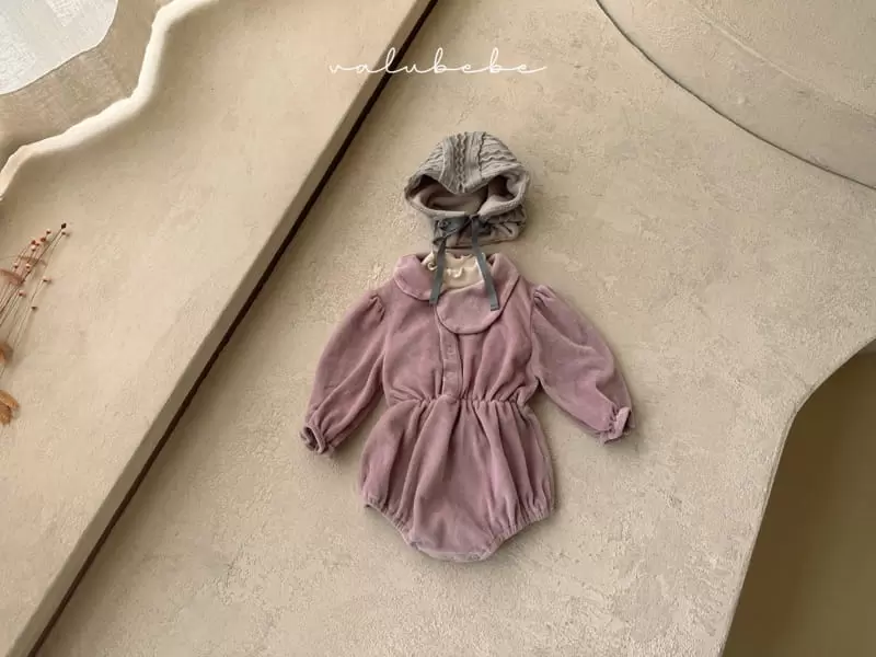 Valu Bebe - Korean Baby Fashion - #onlinebabyshop - Circle Collar Veloure Bodysuit