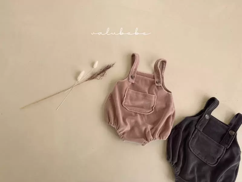 Valu Bebe - Korean Baby Fashion - #onlinebabyshop - Veloure Dungarees Bodysuit - 10
