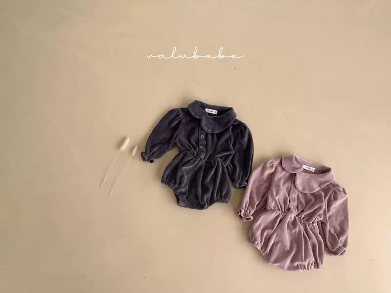 Valu Bebe - Korean Baby Fashion - #smilingbaby - Circle Collar Veloure Bodysuit - 2
