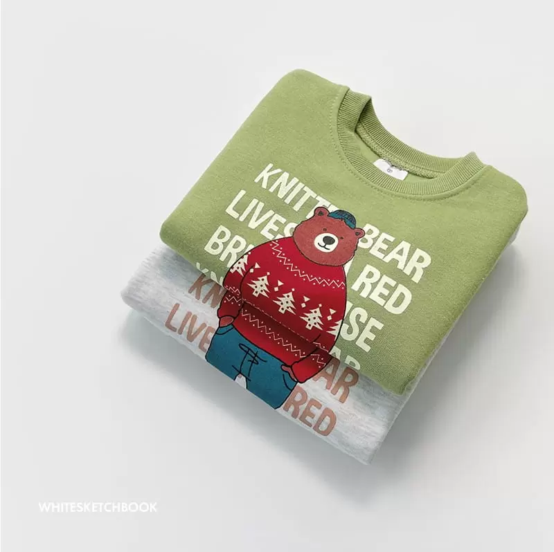 Whitesketchbook - Korean Children Fashion - #childrensboutique - Knit Bear Fleece Top Bottom Set - 10