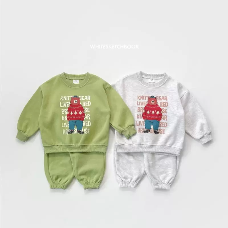 Whitesketchbook - Korean Children Fashion - #discoveringself - Knit Bear Fleece Top Bottom Set - 12
