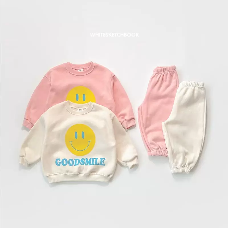 Whitesketchbook - Korean Children Fashion - #fashionkids - Good Smile Fleece Top Bottom Set - 12