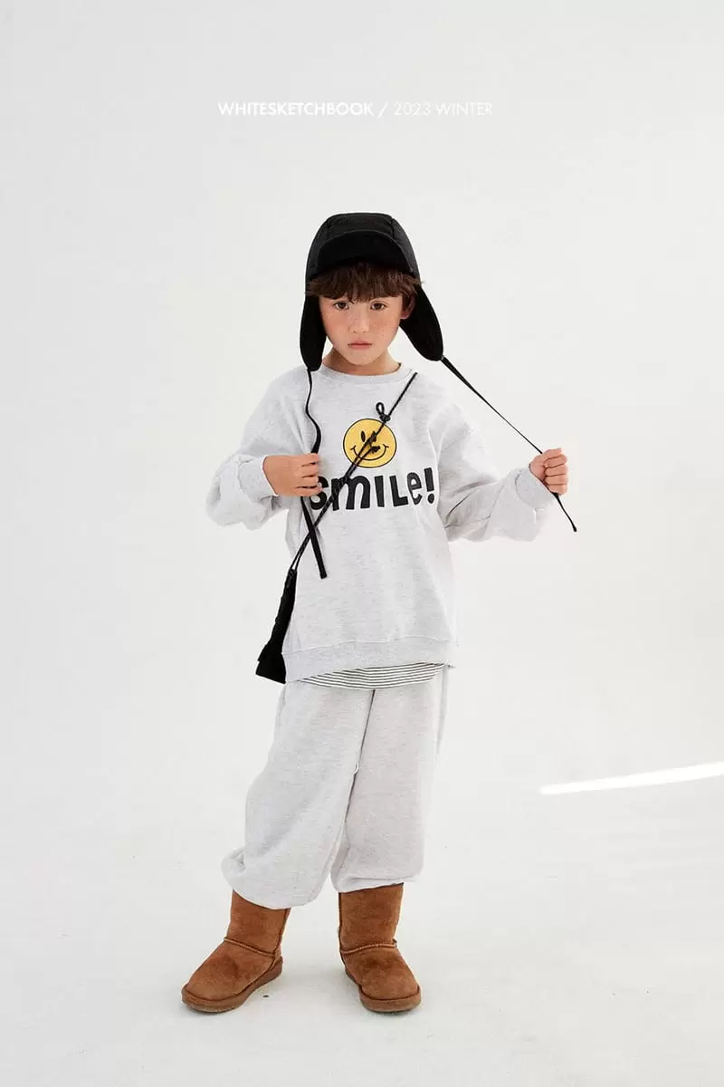 Whitesketchbook - Korean Children Fashion - #kidzfashiontrend - Smile Fleece Top Bottom Set - 6