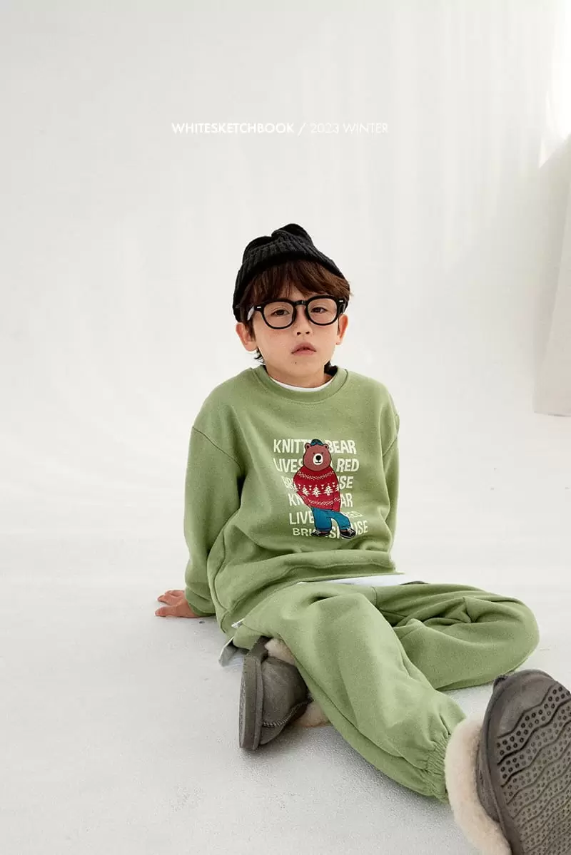 Whitesketchbook - Korean Children Fashion - #todddlerfashion - Knit Bear Fleece Top Bottom Set - 6