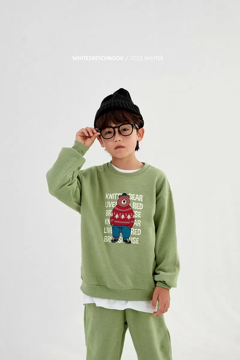 Whitesketchbook - Korean Children Fashion - #toddlerclothing - Knit Bear Fleece Top Bottom Set - 7