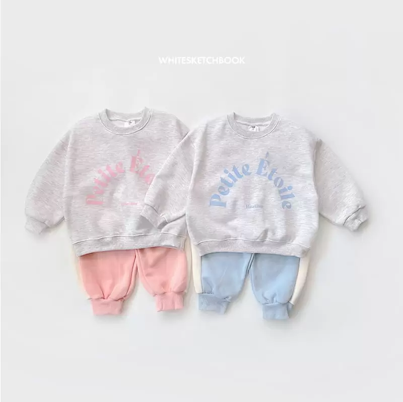 Whitesketchbook - Korean Children Fashion - #toddlerclothing - Petit Fleece Top Bottom Set - 12