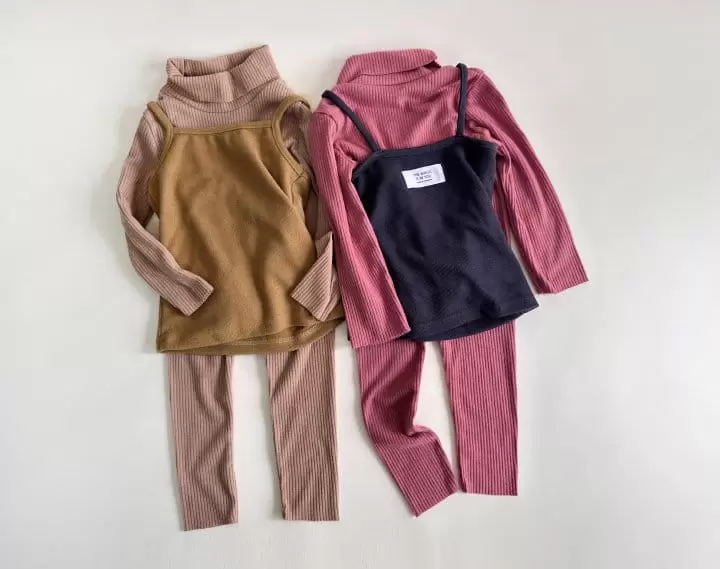 Yerooyena - Korean Children Fashion - #designkidswear - Fleece Turtleneck Tee Leggings Set - 7