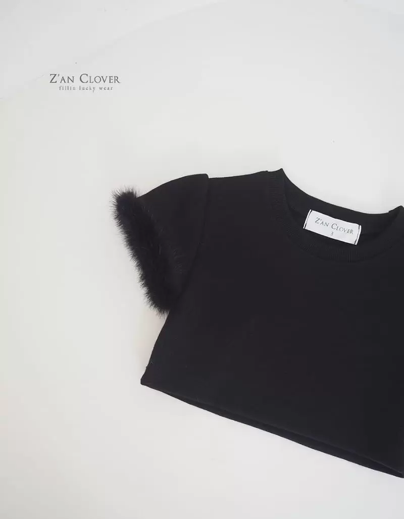 Zan Clover - Korean Children Fashion - #childrensboutique - Fluffy Triming Tee - 6