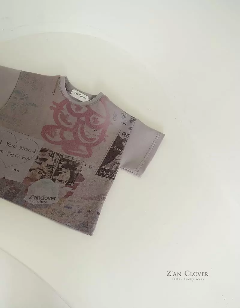 Zan Clover - Korean Children Fashion - #kidsshorts - Digital Boxy Tee - 10