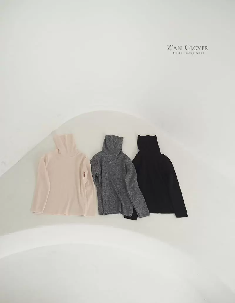 Zan Clover - Korean Children Fashion - #minifashionista - Basic Rib Turtleneck Tee - 3
