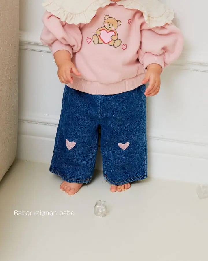 Babar Mignon - Korean Baby Fashion - #babyboutiqueclothing - Bebe Denim Heart Pants - 6