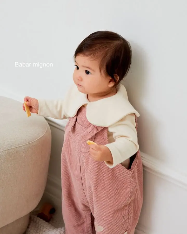 Babar Mignon - Korean Baby Fashion - #babygirlfashion - Bebe Heart Rib Dungarees - 12