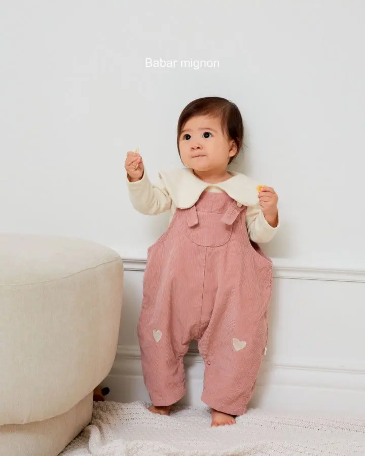 Babar Mignon - Korean Baby Fashion - #onlinebabyshop - Bebe Heart Rib Dungarees - 5