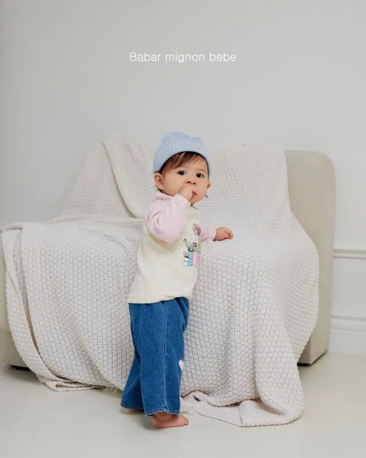 Babar Mignon - Korean Baby Fashion - #onlinebabyshop - Bebe Denim Heart Pants - 3