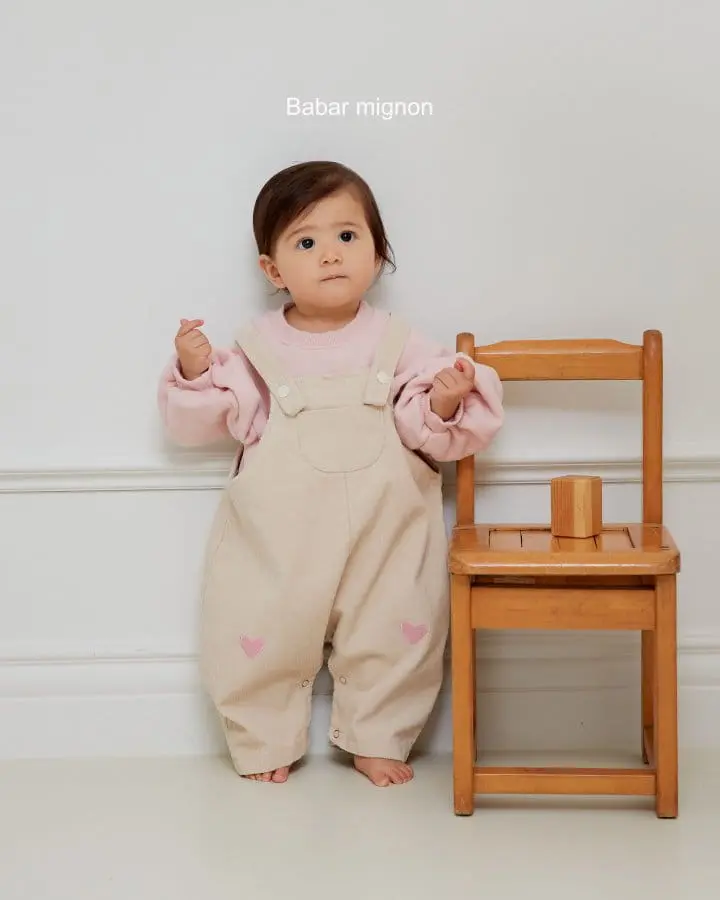 Babar Mignon - Korean Baby Fashion - #smilingbaby - Bebe Heart Rib Dungarees - 6