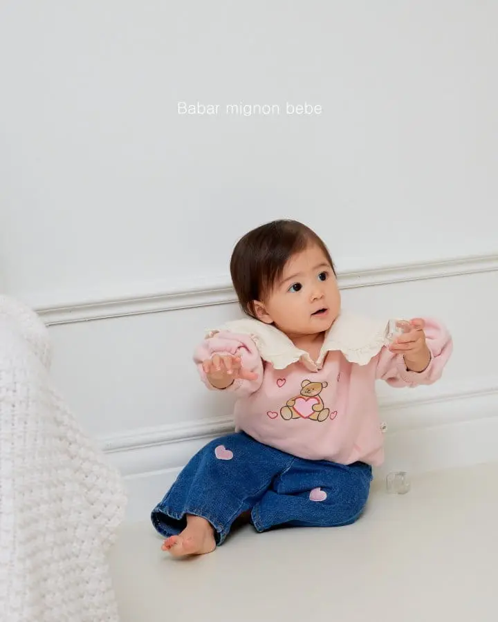Babar Mignon - Korean Baby Fashion - #onlinebabyshop - Bebe Denim Heart Pants - 4