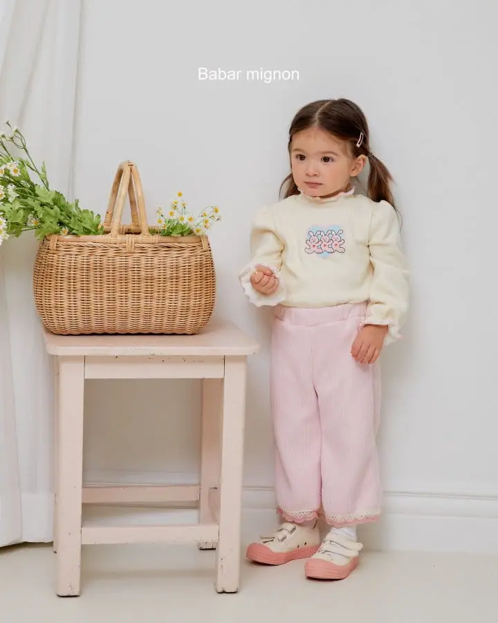 Babar Mignon - Korean Children Fashion - #childrensboutique - Rib Lace Pants - 2