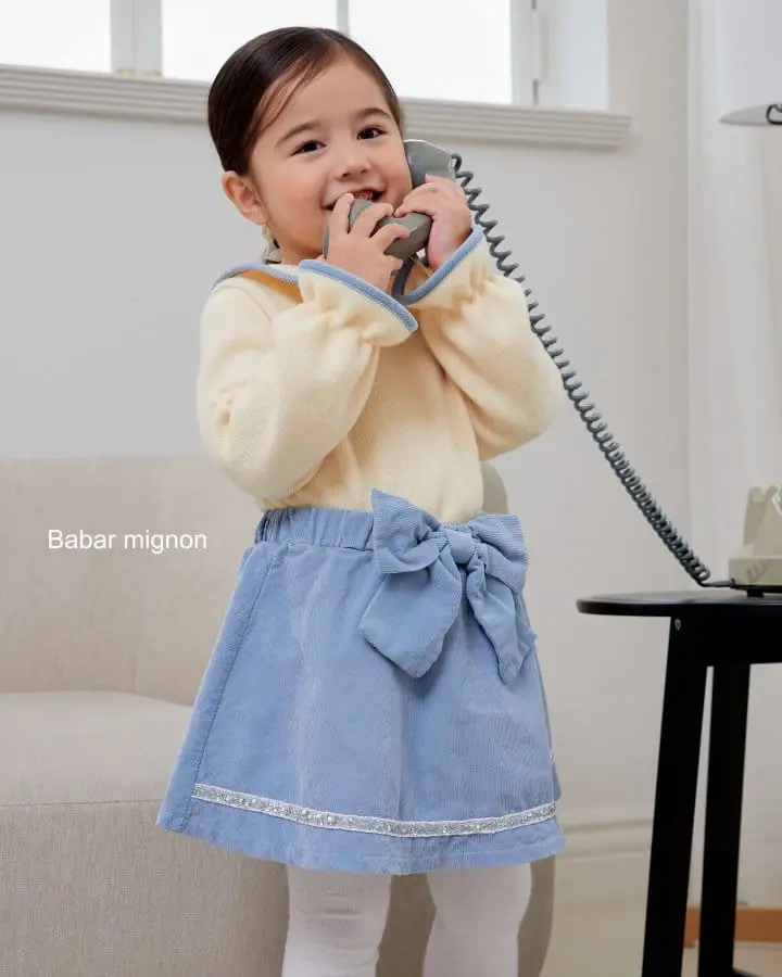 Babar Mignon - Korean Children Fashion - #kidsshorts - Ribbon Rib Skirt - 2
