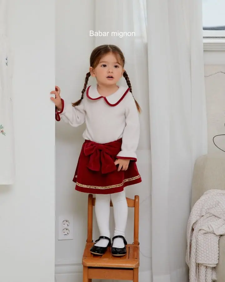 Babar Mignon - Korean Children Fashion - #kidsshorts - Piping Circle Tee