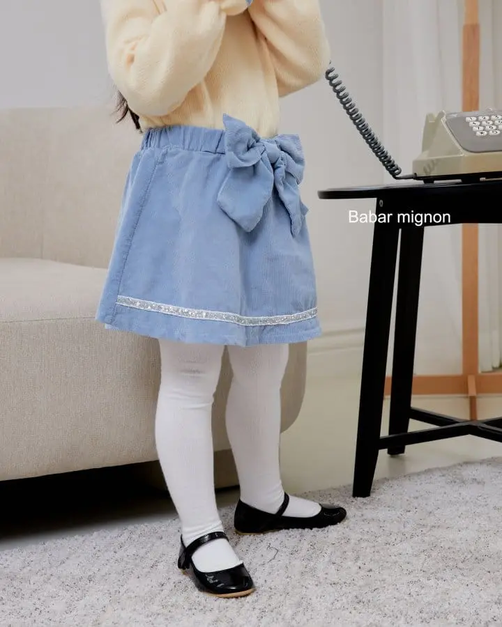 Babar Mignon - Korean Children Fashion - #kidsstore - Ribbon Rib Skirt - 3