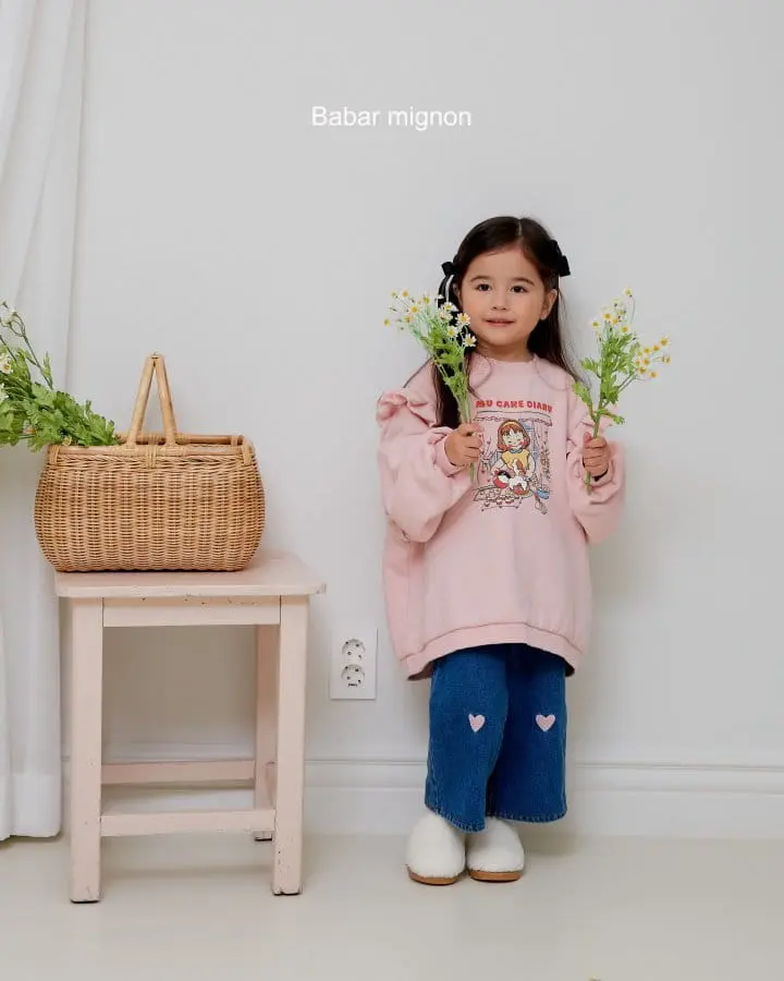 Babar Mignon - Korean Children Fashion - #kidsstore - Denim Heart Pants