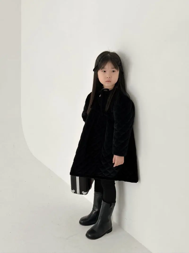 Bailey - Korean Children Fashion - #designkidswear - Velvet Quilting One-piece - 5