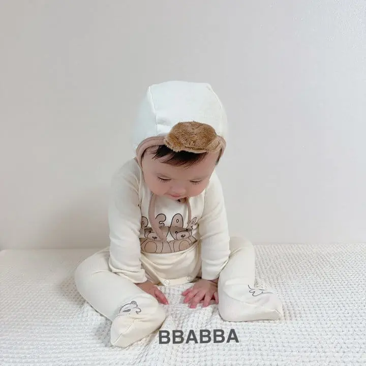 Bbabba - Korean Baby Fashion - #smilingbaby - Bear bonnet Set - 4