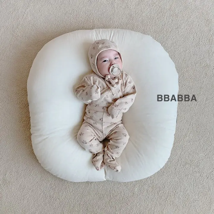 Bbabba - Korean Baby Fashion - #babyfashion - Brown Flower Benet Bodysuit Leggings Bonnet Sety