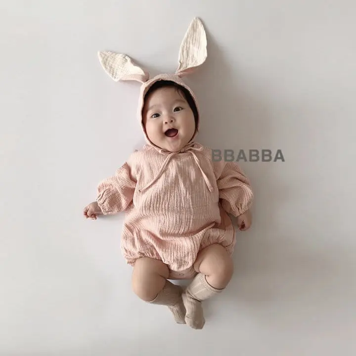 Bbabba - Korean Baby Fashion - #babywear - Rabbit Bodysuit Bonnet Set - 6