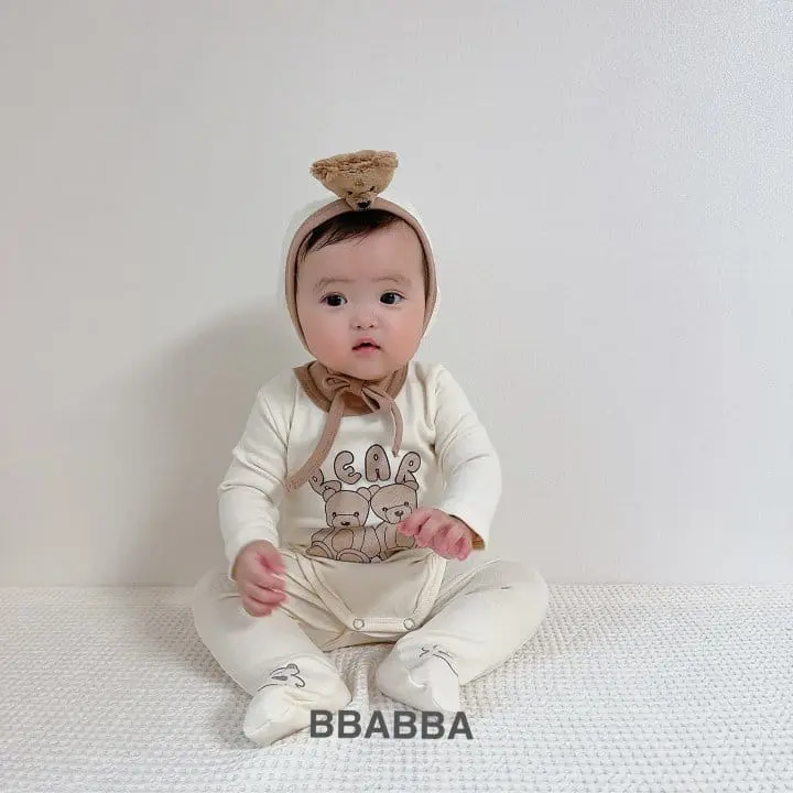 Bbabba - Korean Baby Fashion - #onlinebabyboutique - Bear bonnet Set