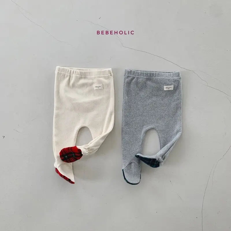 Bebe Holic - Korean Baby Fashion - #babyfashion - Check Foot Leggings - 3