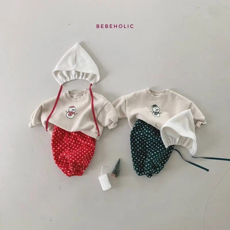 Bebe Holic - Korean Baby Fashion - #babyootd - Snowman Sweatshirt