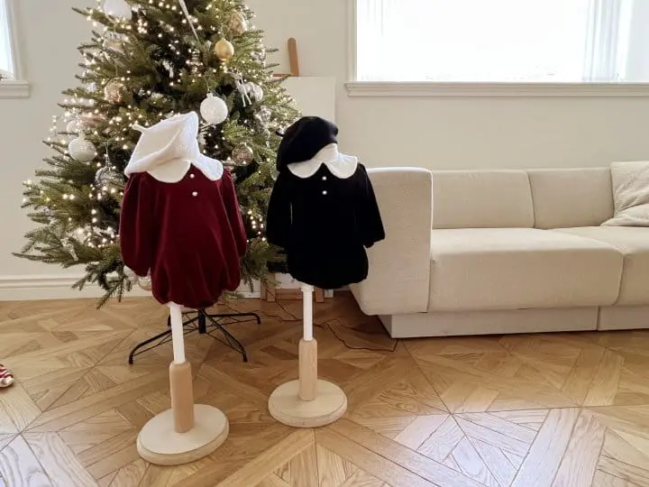 Bebe Nine - Korean Baby Fashion - #babyboutiqueclothing - Velvet Collar Bodysuit