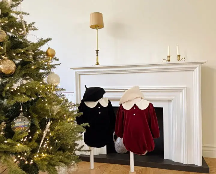 Bebe Nine - Korean Baby Fashion - #babyfashion - Velvet Collar Bodysuit - 3