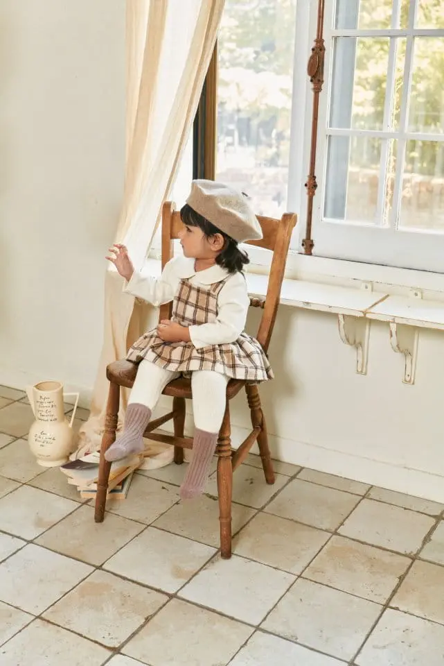 Bebe Nine - Korean Baby Fashion - #babyfever - Latte Dungarees Skirt - 3