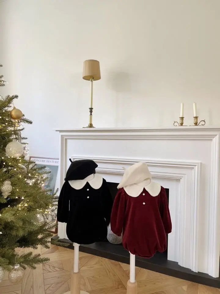 Bebe Nine - Korean Baby Fashion - #babyfashion - Velvet Collar Bodysuit - 4