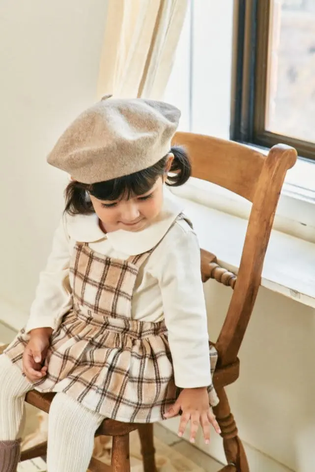 Bebe Nine - Korean Baby Fashion - #babyfever - Latte Dungarees Skirt - 4