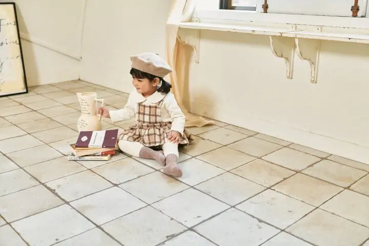 Bebe Nine - Korean Baby Fashion - #babylifestyle - Latte Dungarees Skirt - 5