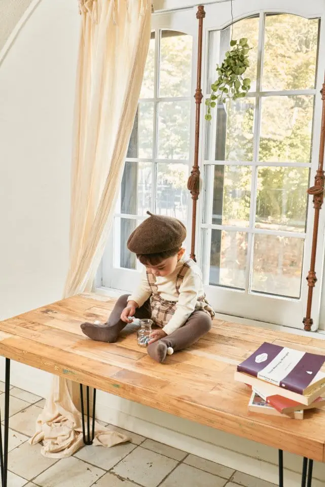 Bebe Nine - Korean Baby Fashion - #babygirlfashion - Latte Dungarees Bloomer - 4