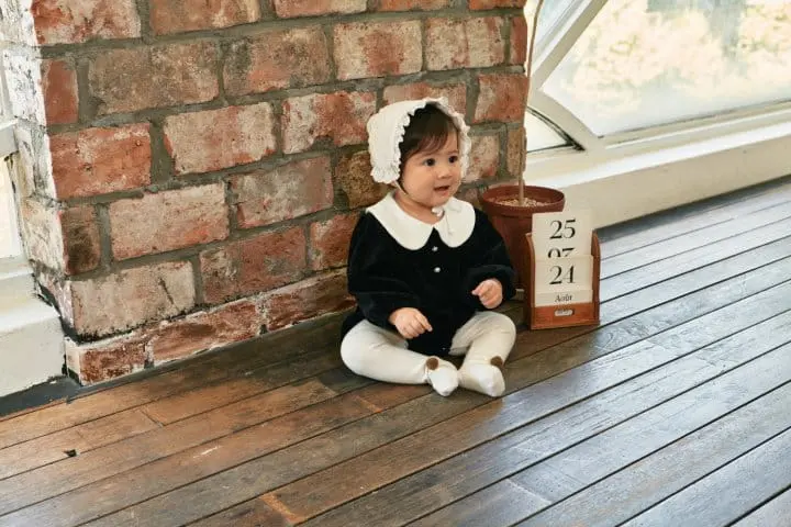 Bebe Nine - Korean Baby Fashion - #babyoninstagram - Velvet Collar Bodysuit - 7