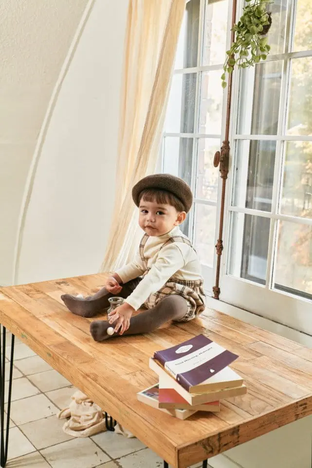 Bebe Nine - Korean Baby Fashion - #babyootd - Latte Dungarees Bloomer - 6