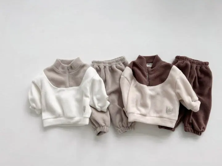 Bebe Nine - Korean Baby Fashion - #babyoutfit - Tori Fleece Top Bottom Set - 3
