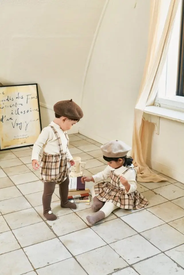 Bebe Nine - Korean Baby Fashion - #babyoutfit - Latte Dungarees Skirt - 9