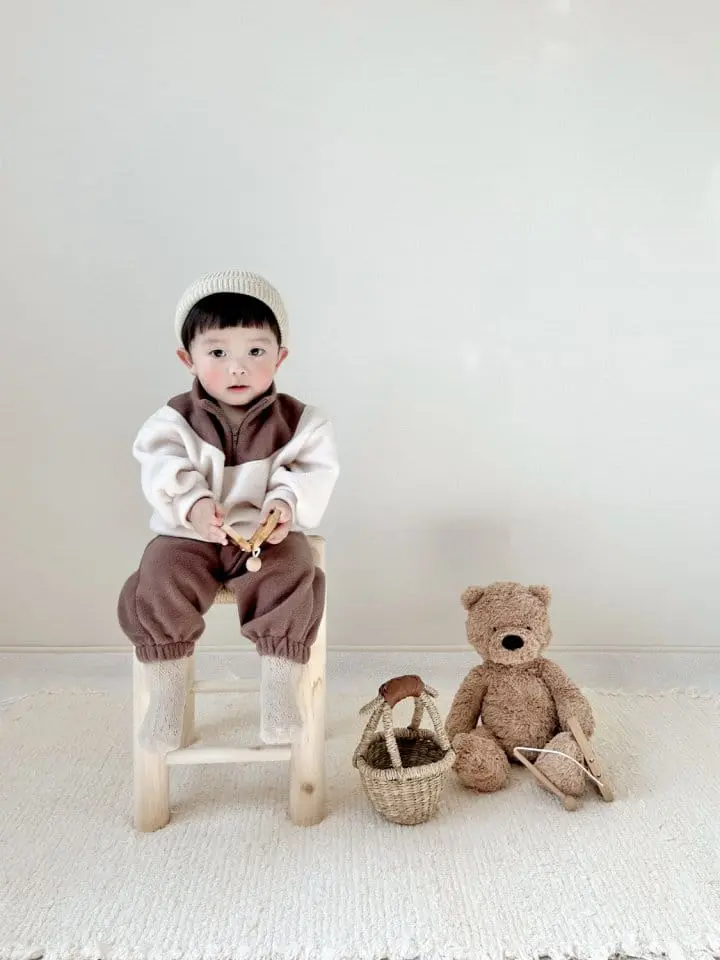 Bebe Nine - Korean Baby Fashion - #onlinebabyboutique - Tori Fleece Top Bottom Set - 6