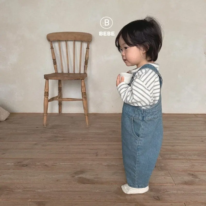 Bella Bambina - Korean Baby Fashion - #babyoninstagram - Bebe Winter Denim Dungarees Bodysuit - 4